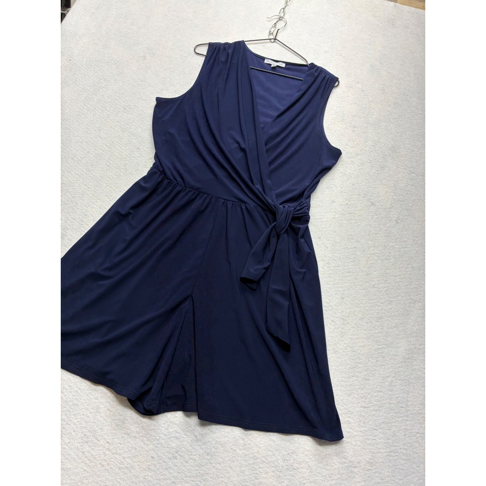 Annalee + Hope Sleeveless Romper Quiet Luxury Wrap Tie Waist XL Navy Blue - Picture 4 of 10